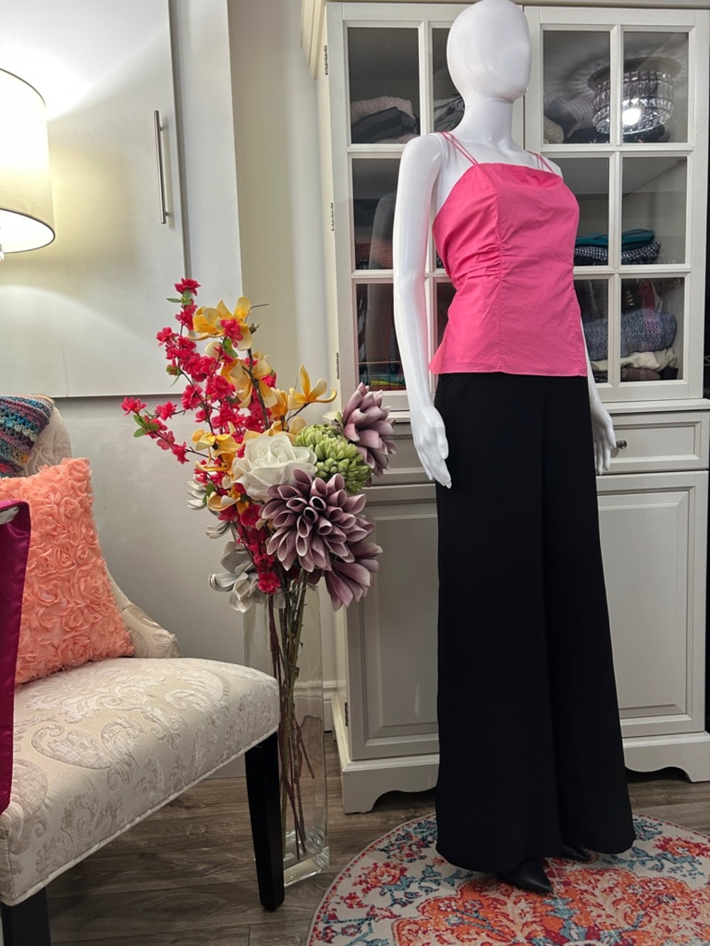 Frame Denim Hot Pink Double-Strap Square Neck Tank